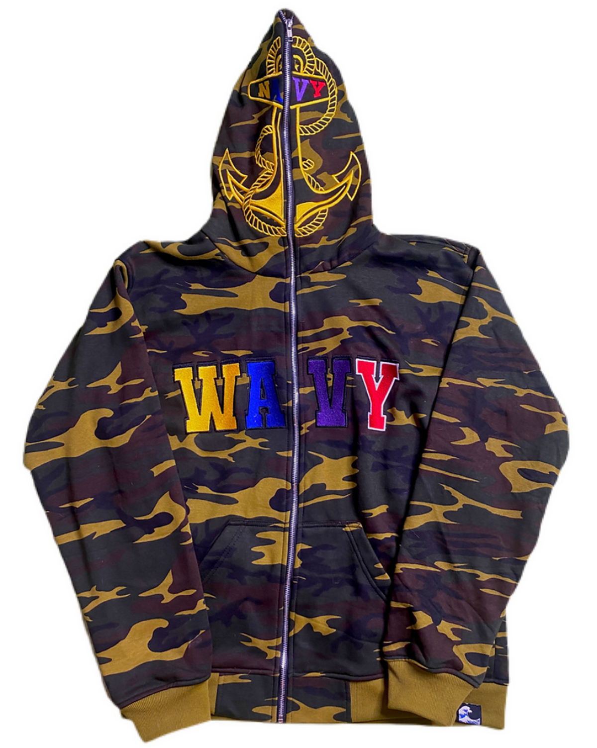 Wavy Trap Logo Camo Full Zip-Up Hoodie