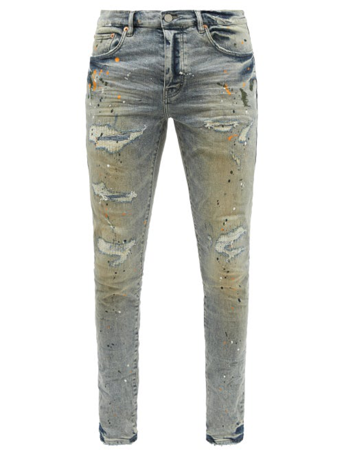 Purple Brand P001 Distressed Garment-Dyed Slim-leg Jeans