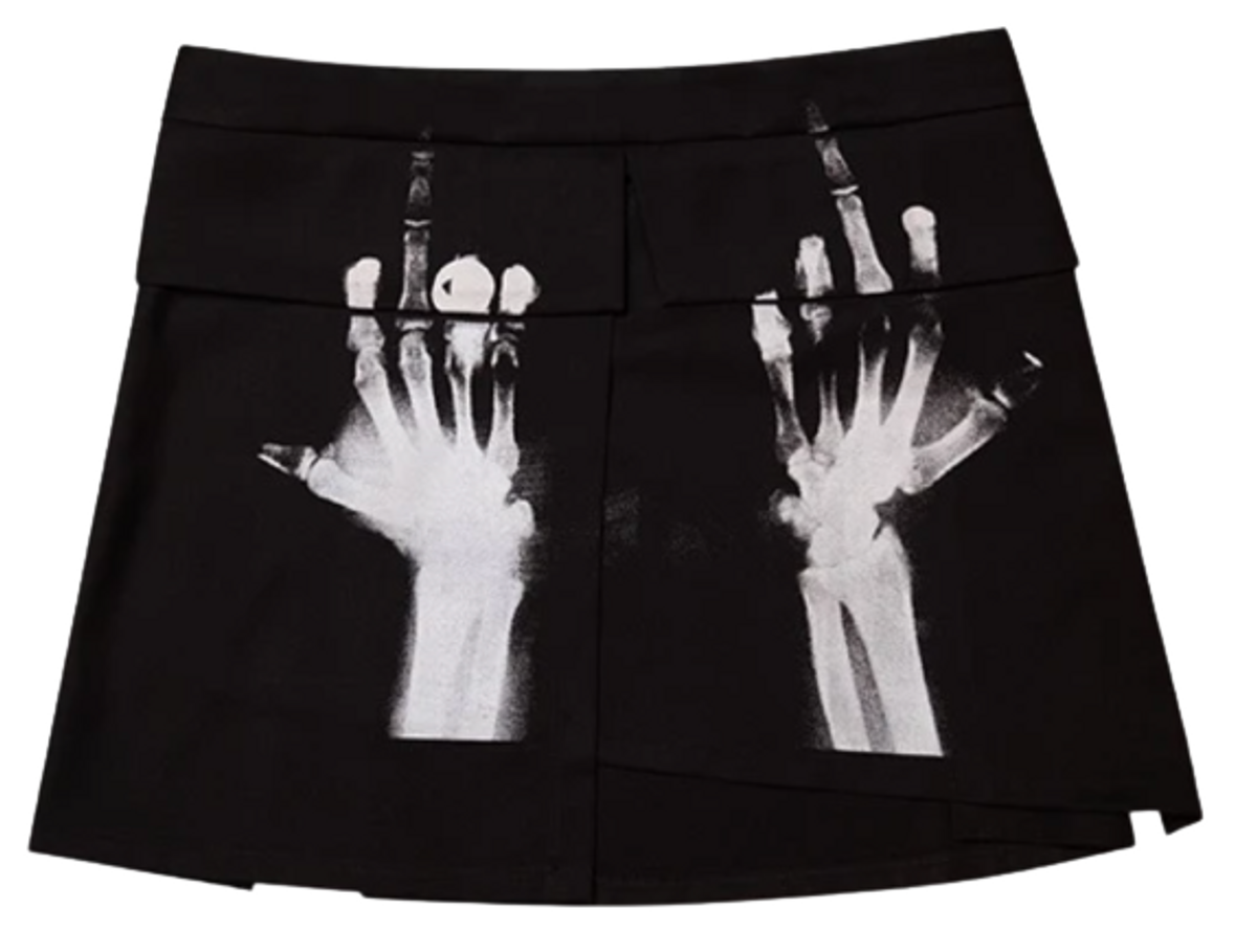 MSFTSrep Middlefingers Graphic-Print Black Skirt