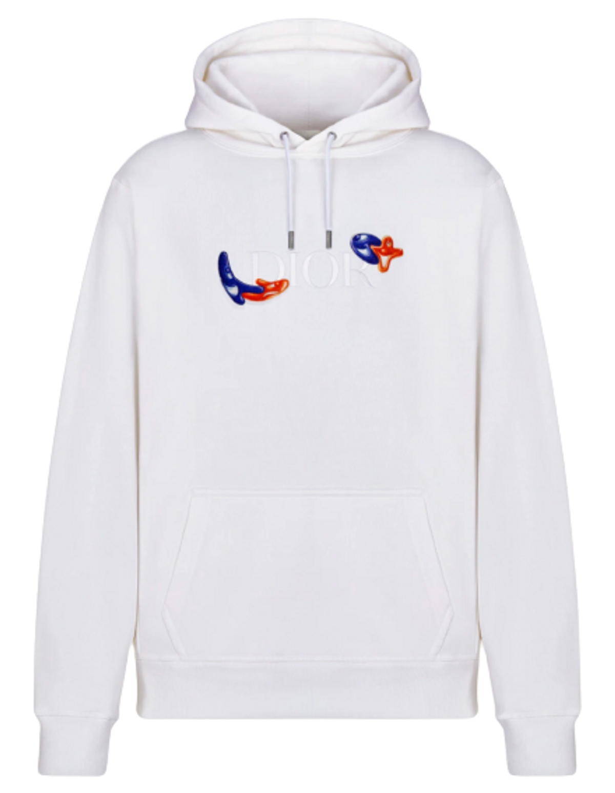 Dior × Kenny Scharf Logo Cotton Fleece White Hoodie | WHAT'S