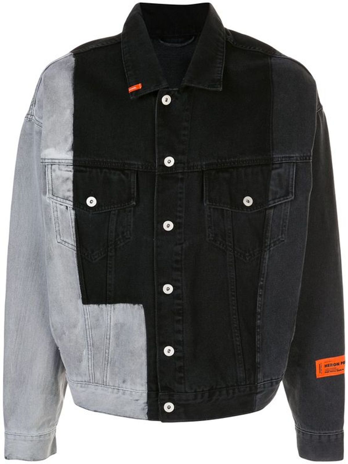Heron Preston Contrast Panelled Black Denim Jacket
