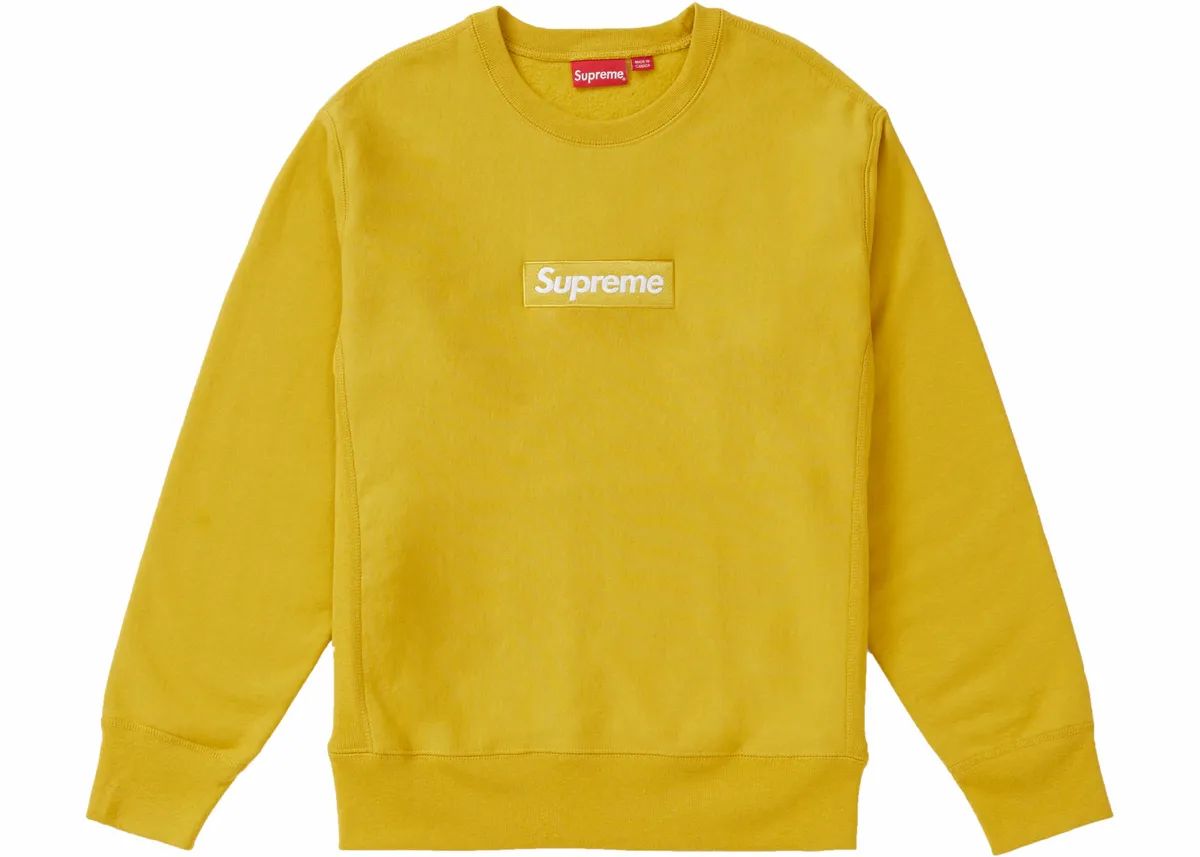 Supreme Box Logo Crewneck Yellow Sweatshirt