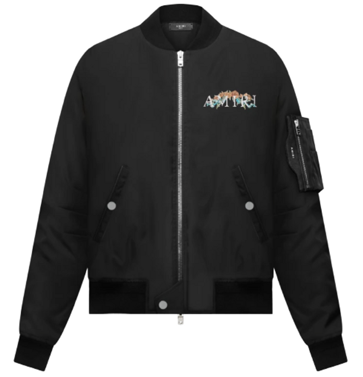 Amiri Cherub Embroidered Silk Black Bomber Jacket