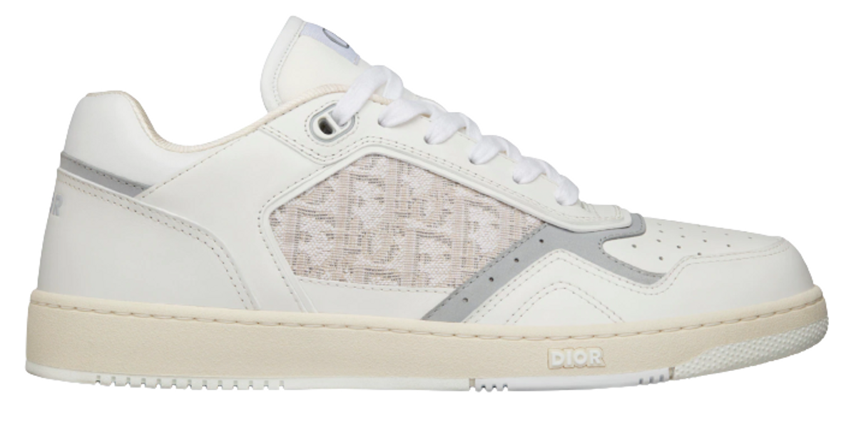 Dior B27 White Smooth Calfskin and Off-White Dior Oblique Jacquard Low-Top Sneakers