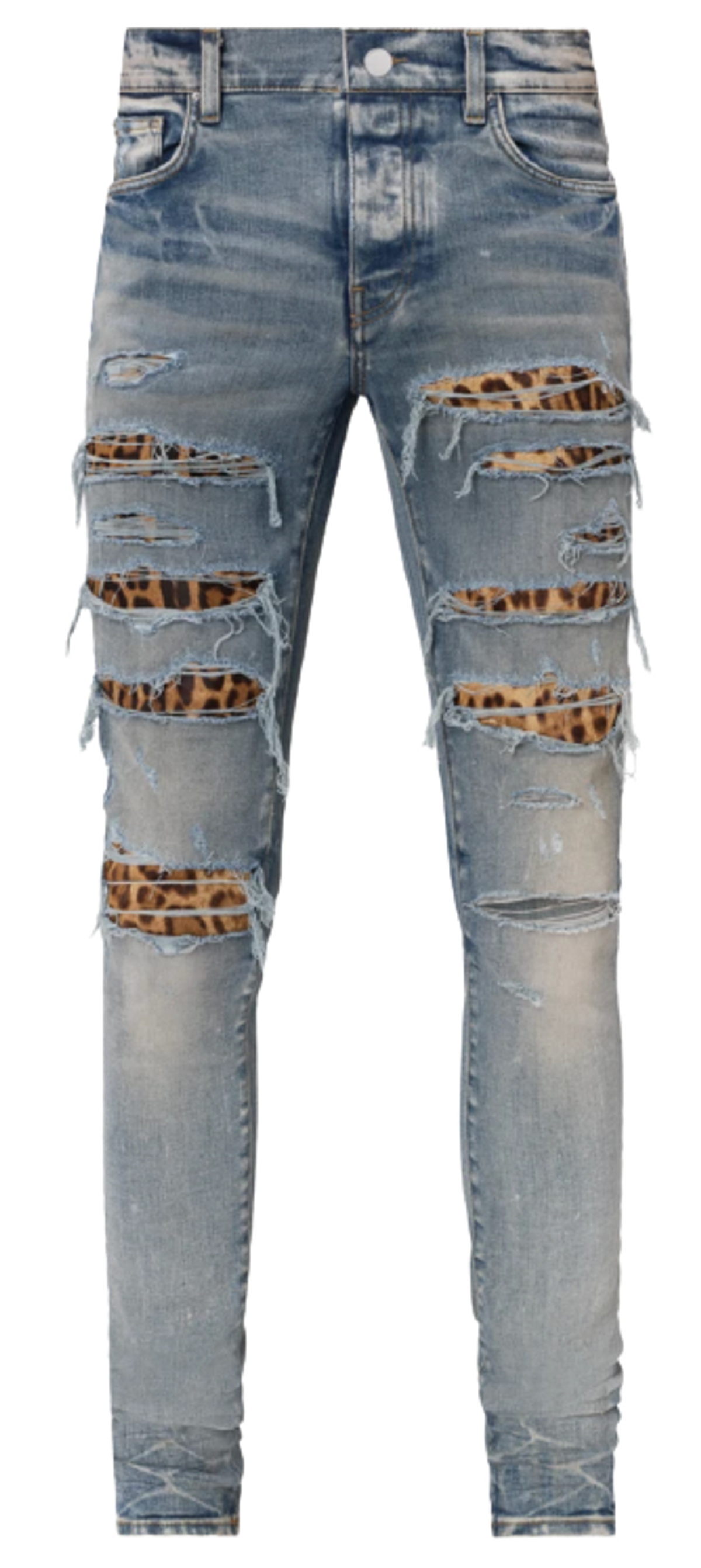 Amiri Leopard Thrasher Clay Indigo Jeans