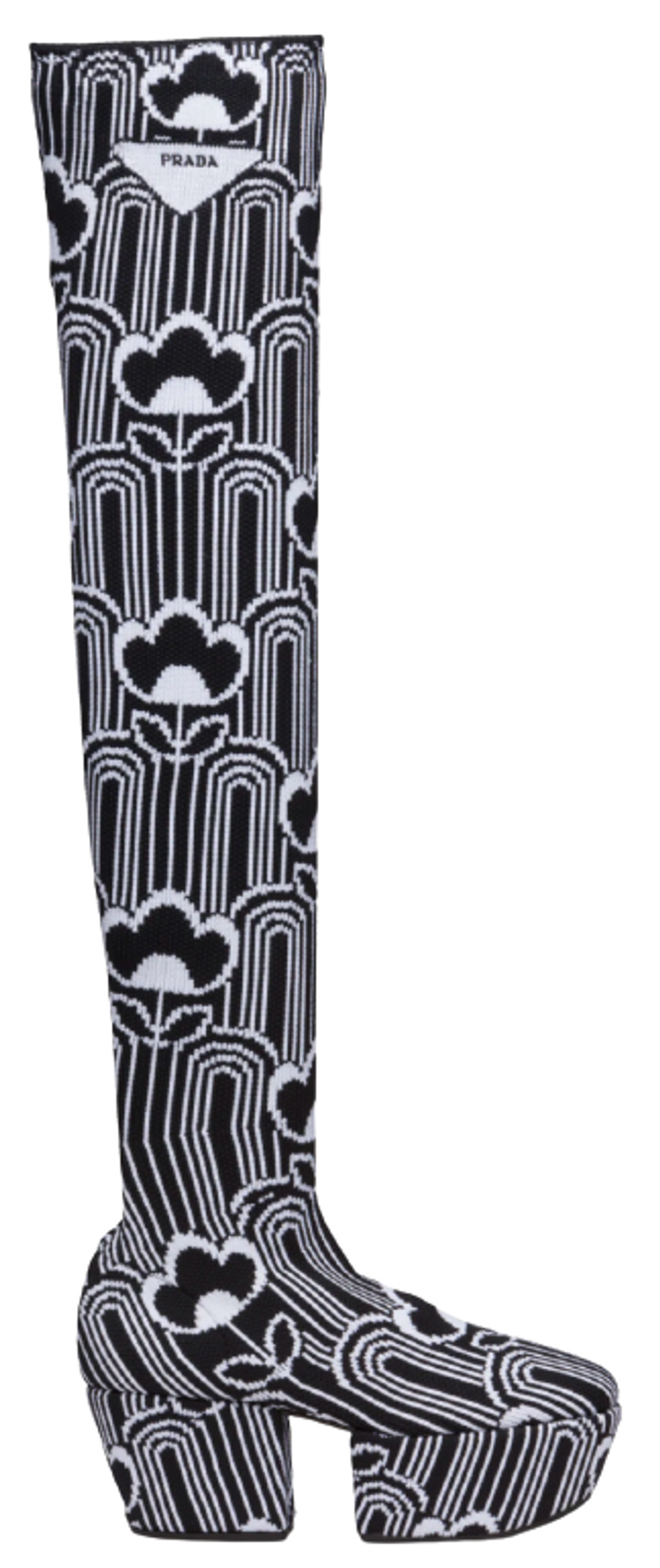 Prada Jacquard Knit Over-The-Knee Platform Boots