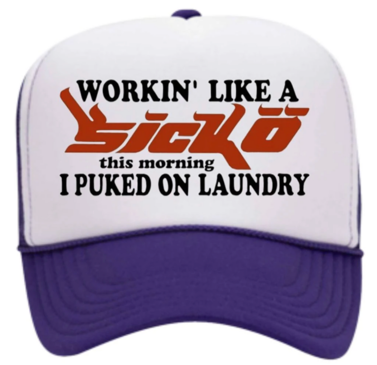 Sicko Working Like A Sicko Purple/White Trucker Cap
