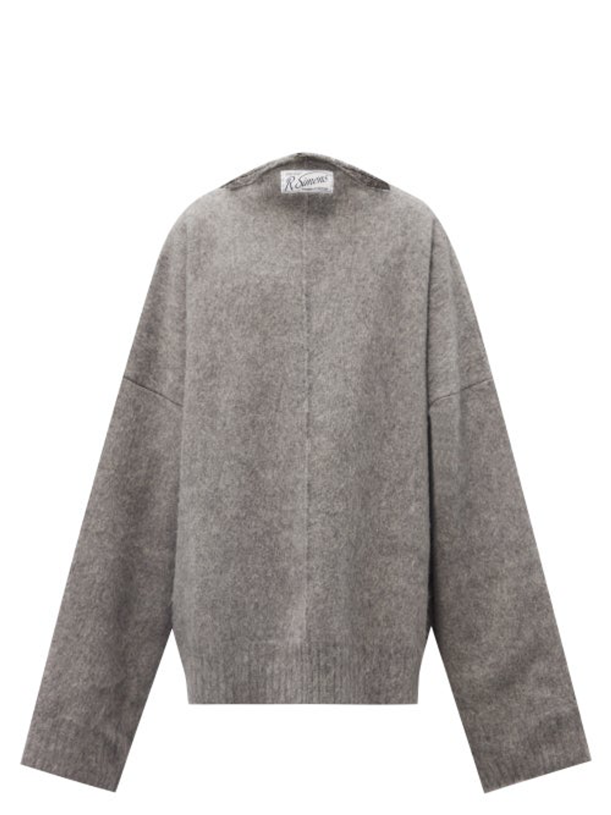 Raf Simons Oversized Back-to-Front Wool-Blend Grey Sweater
