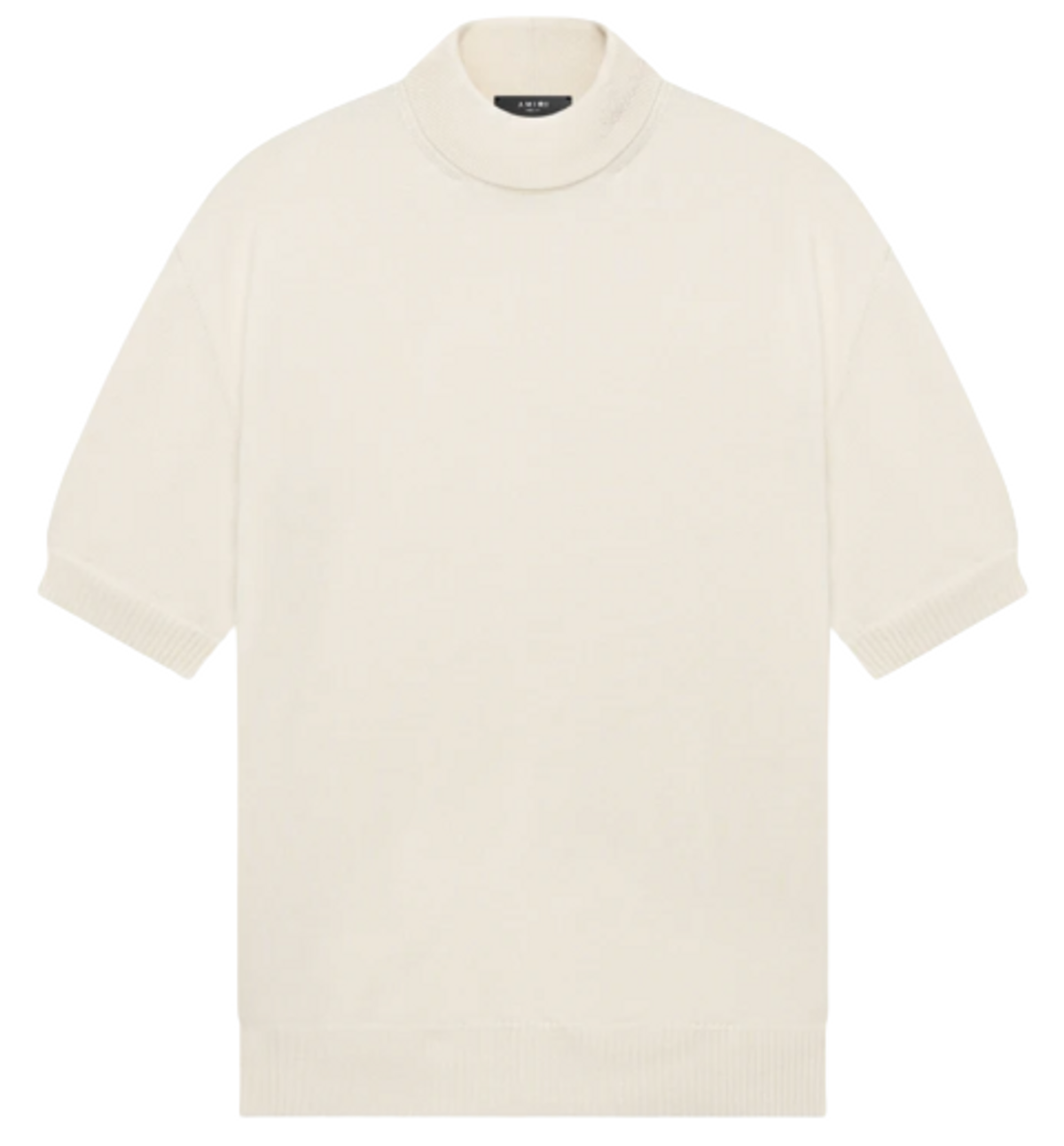 Amiri Short Sleeve Mock Neck Ivory Sweater