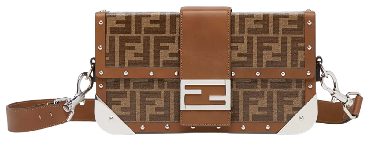Fendi Brown Fabric Baguette Trunk Bag