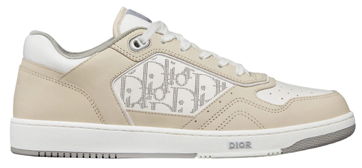 Dior B27 Cream Nubuck Calfskin and White Oblique Galaxy Leather Low Top Sneakers