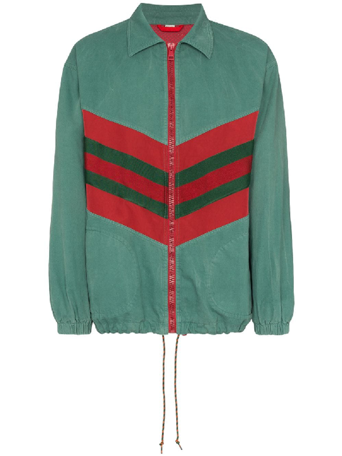 Gucci Contrast Stripe Zipped Green Track Jacket