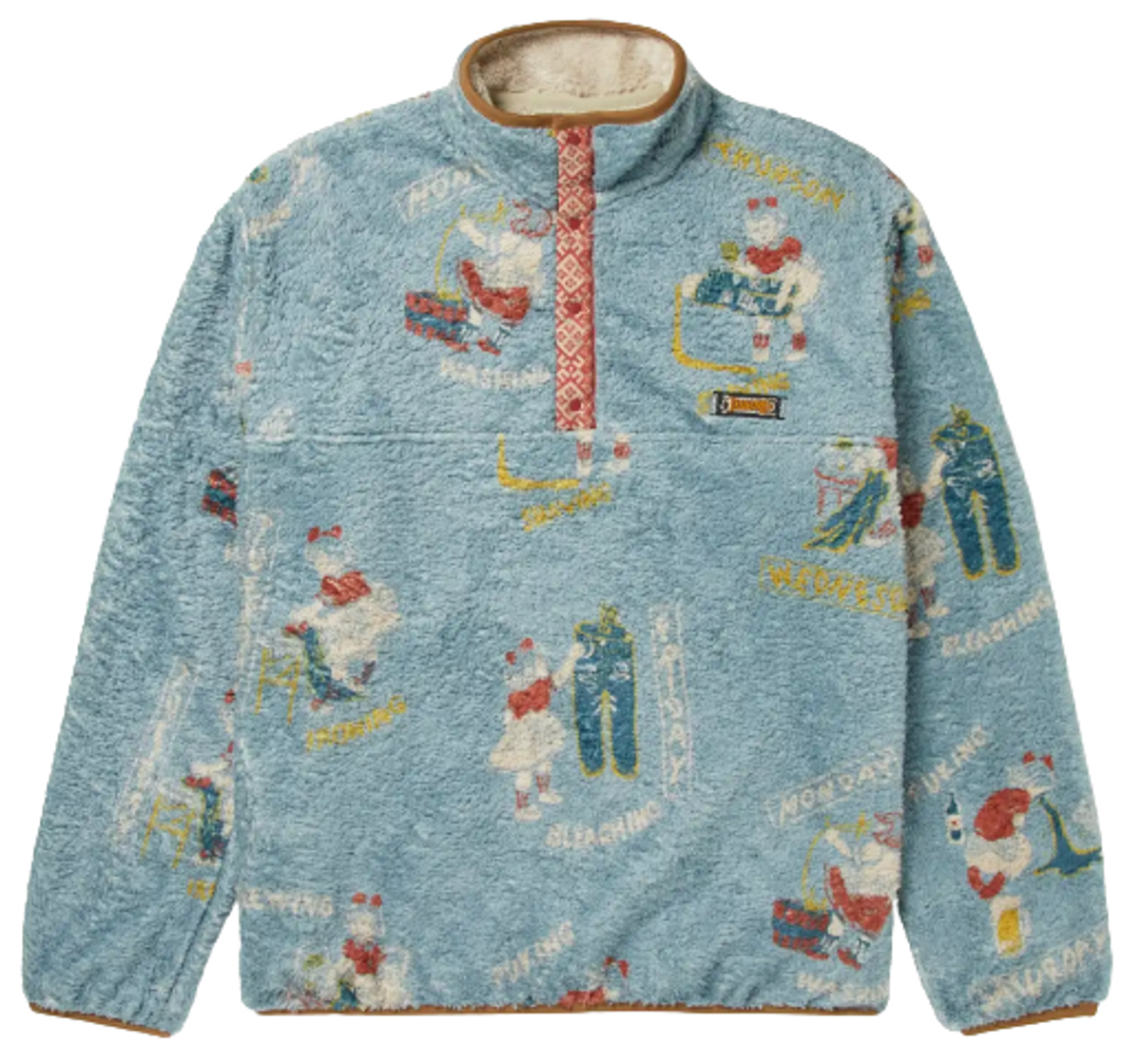 Kapital Kountry Calendar Printed Fleece Half-Placket Blue Sweatshirt