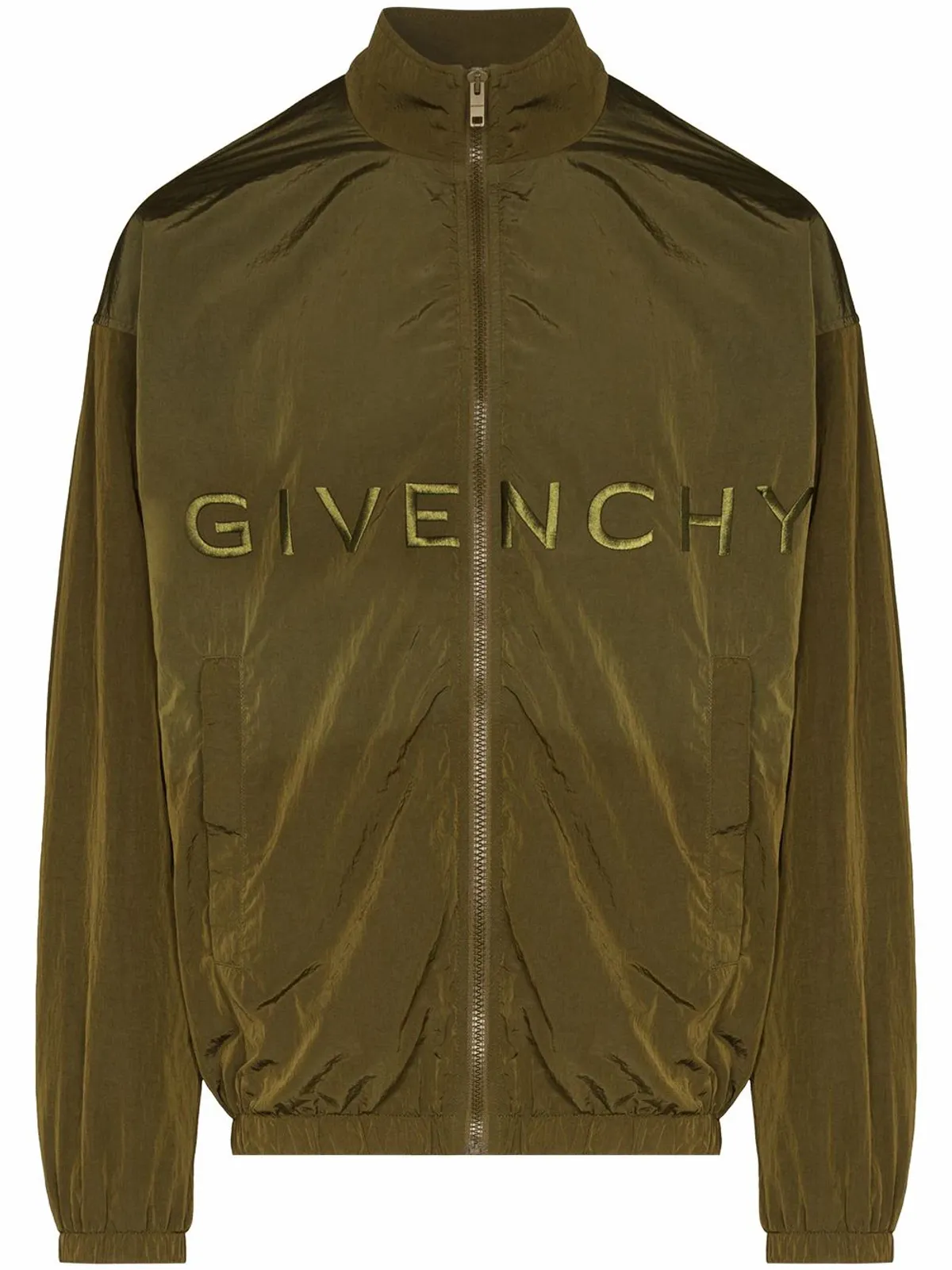 Givenchy Logo-Embroidered Zip-Up Green Windbreaker