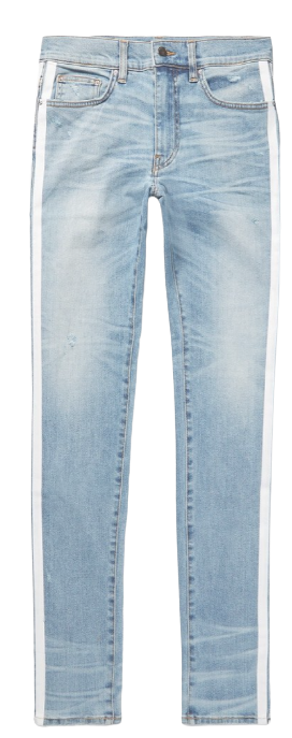 Amiri Stack Track Skinny-Fit Striped Distressed Stretch-Denim Jeans