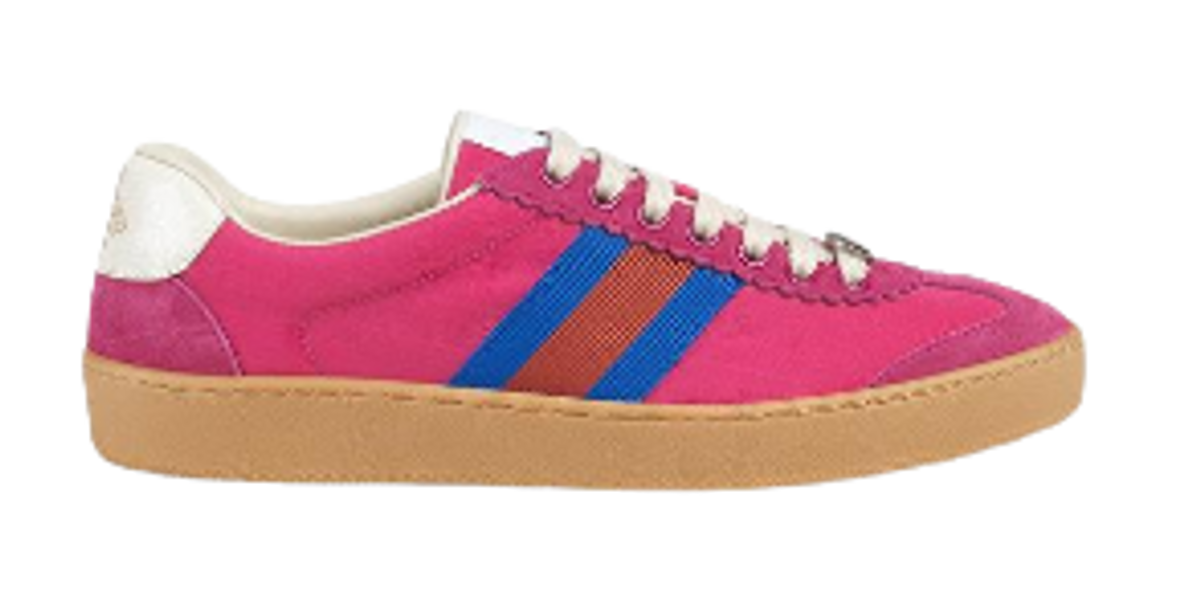 Gucci Nylon Pink Suede Web Sneakers
