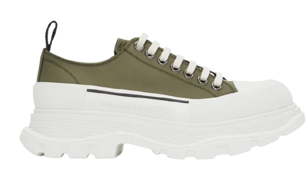 Alexander McQueen Khaki Satin Tread Slick Low Sneakers