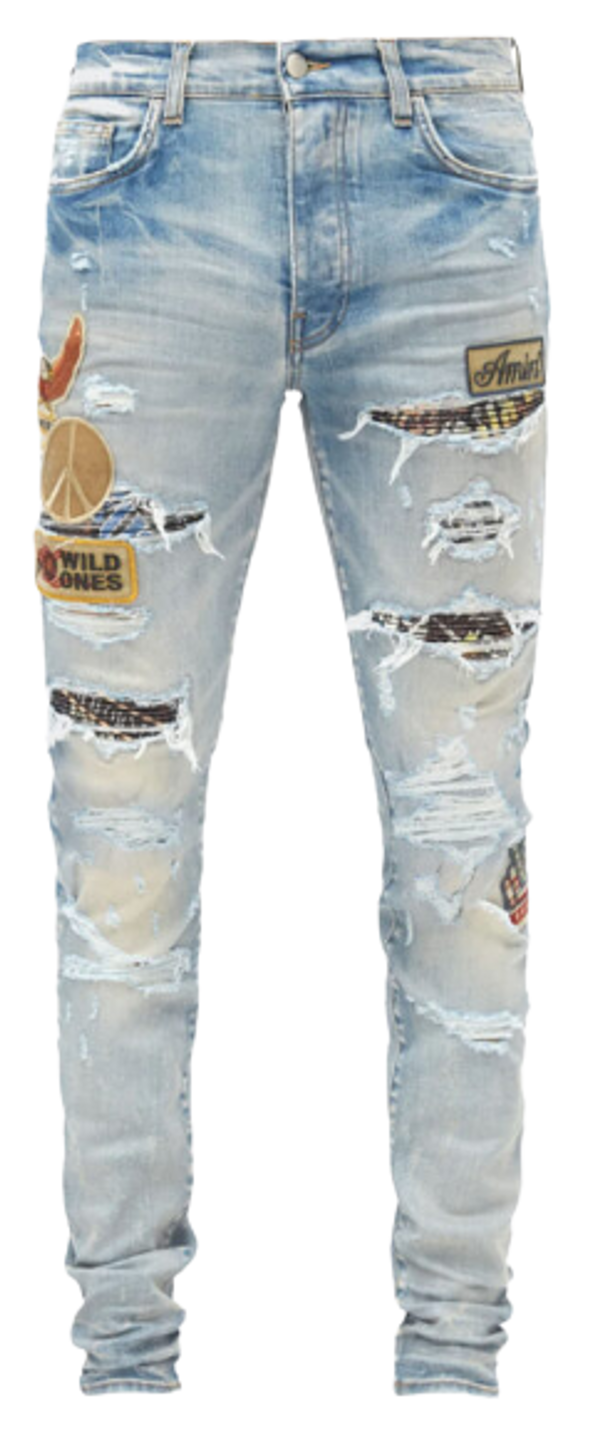 Amiri Biker Patch Distressed Skinny Jeans