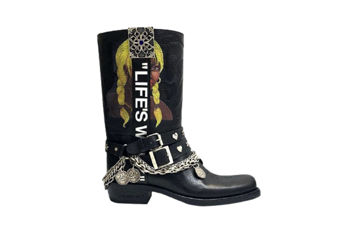 Off-White × Theophilus London Black Logo Boots