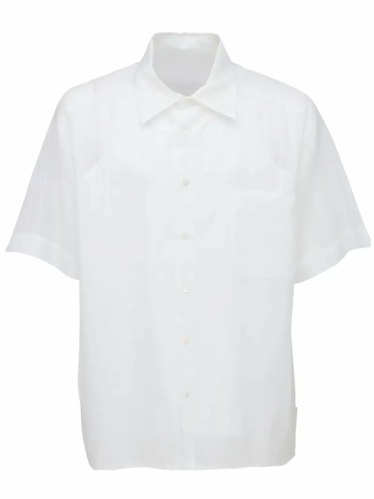 Botter White Cotton Grandpa Short Sleeve Shirt