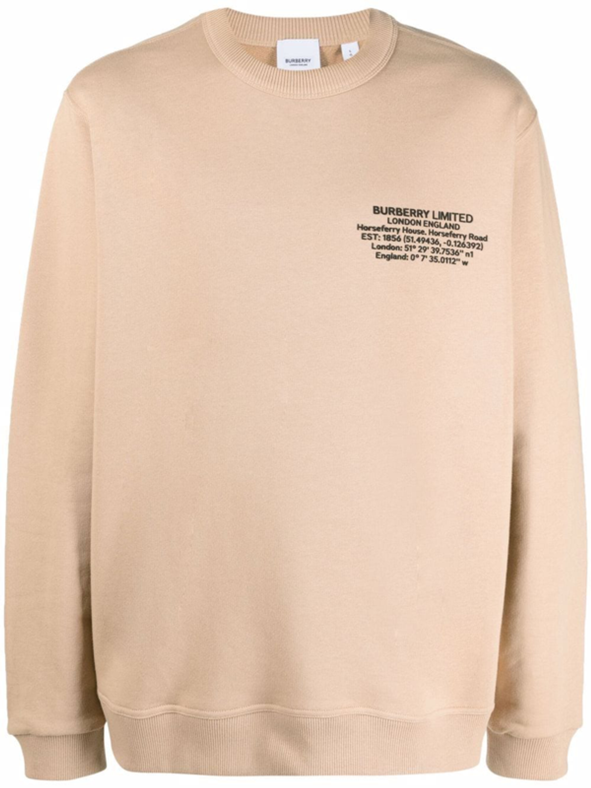 Burberry Soft Fawn Angelo Logo Print Cotton Jersey Sweatshirt