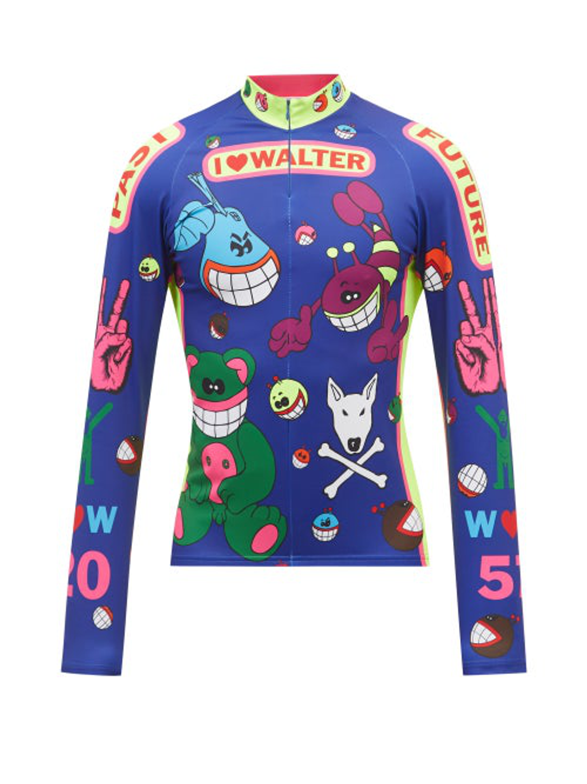Walter van Beirendonck Cartoon Jersey Biking Blue Top