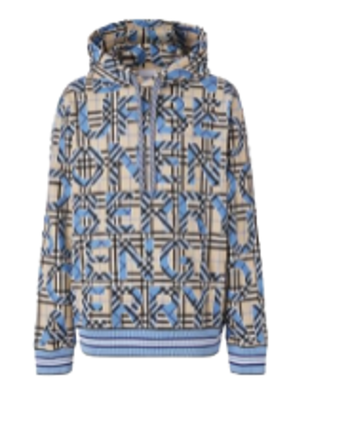 Burberry Vintage Check Logo Print Blue Hoodie