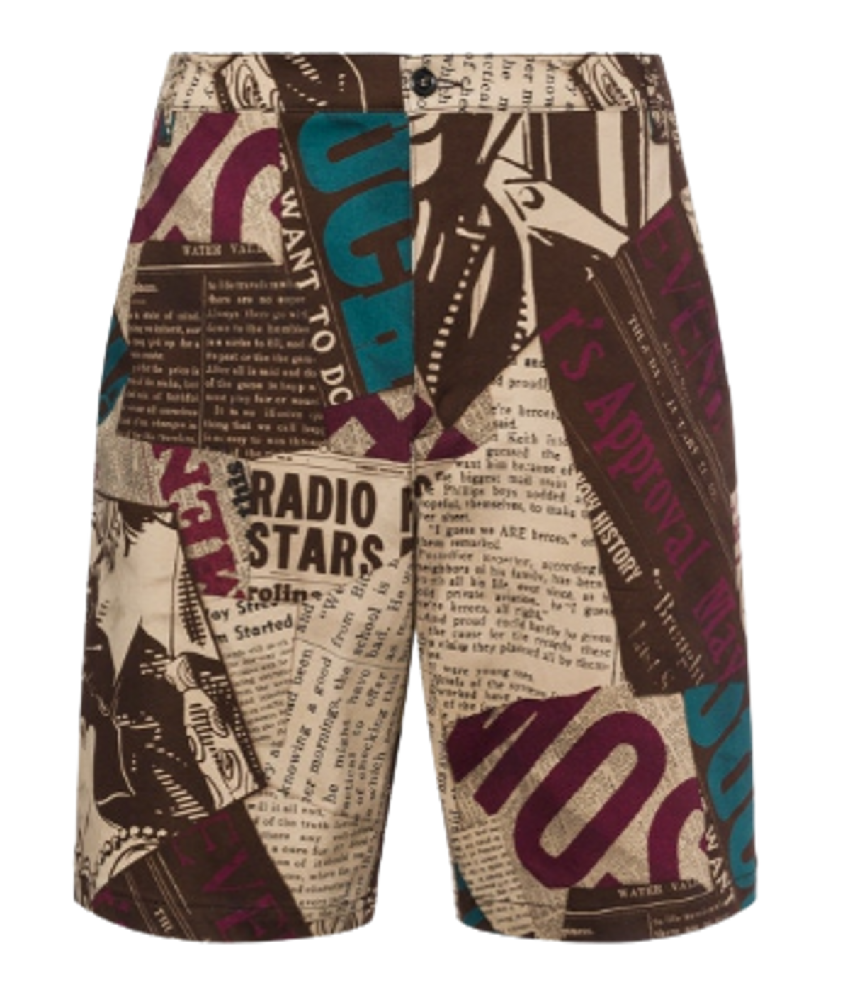Moschino Newspapers Stretch Cotton Bermuda Shorts