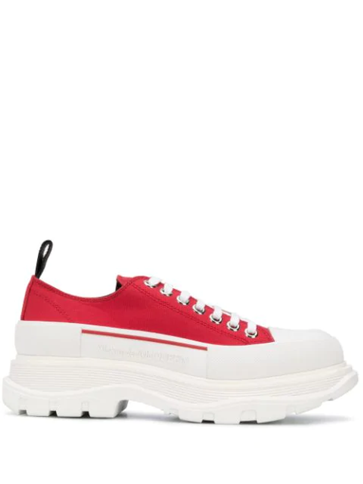 Alexander McQueen Tread Sole Low Top Canvas Red Trainers