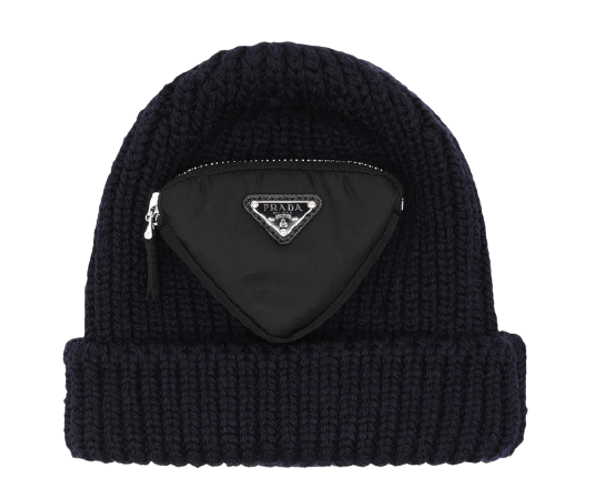 Prada Blue Cap With Applied Pocket