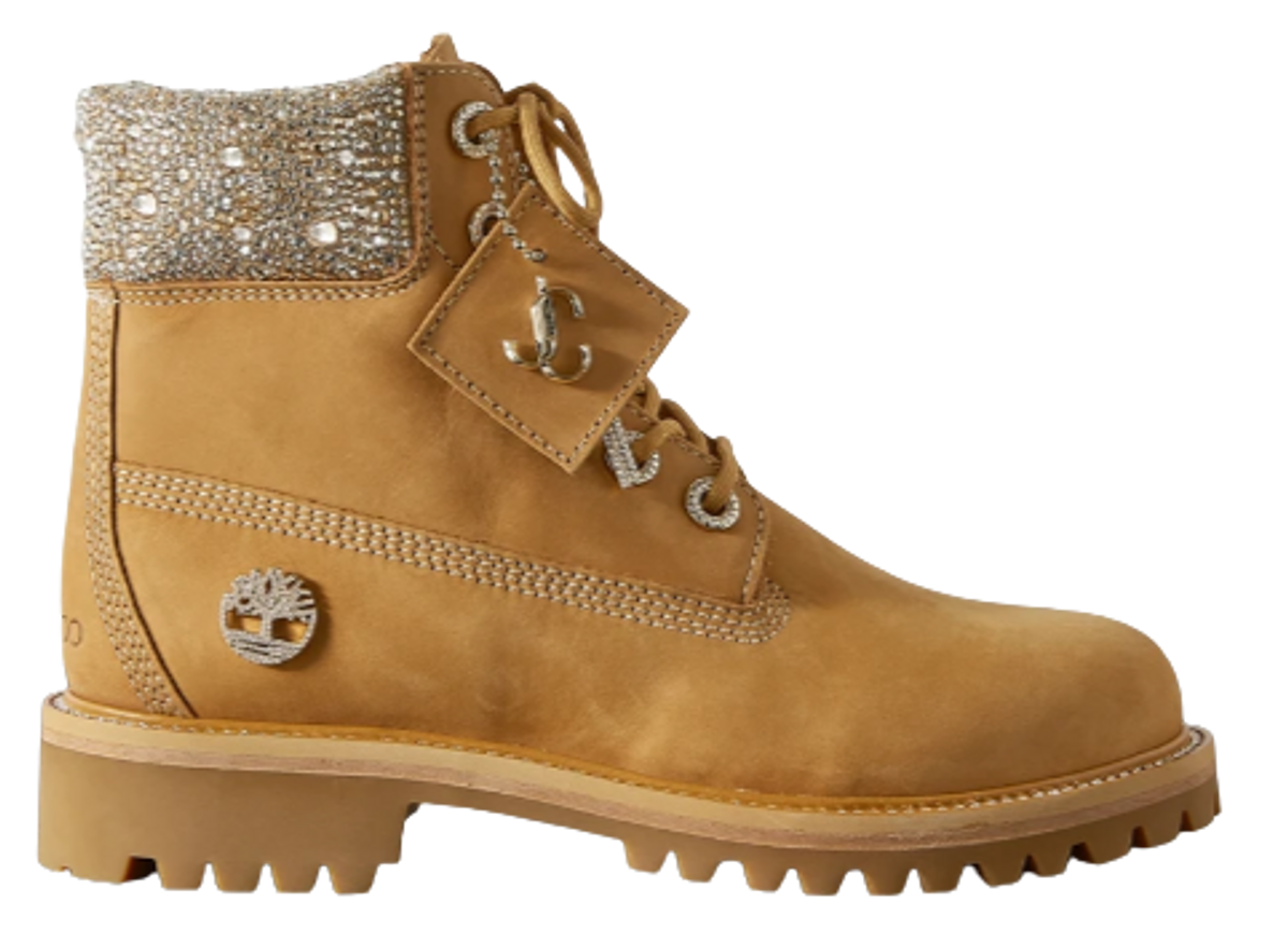 Timberland × Jimmy Choo Crystal Embellished Nubuck Ankle Boots