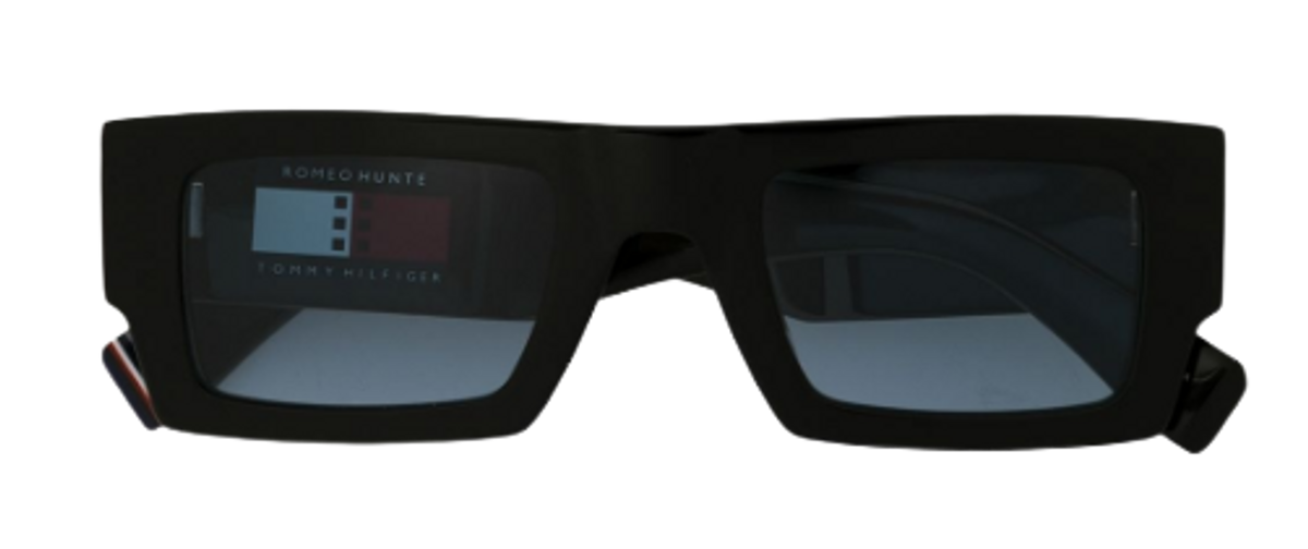 Tommy Hilfiger × Romeo Hunte Rectangular Black Sunglasses