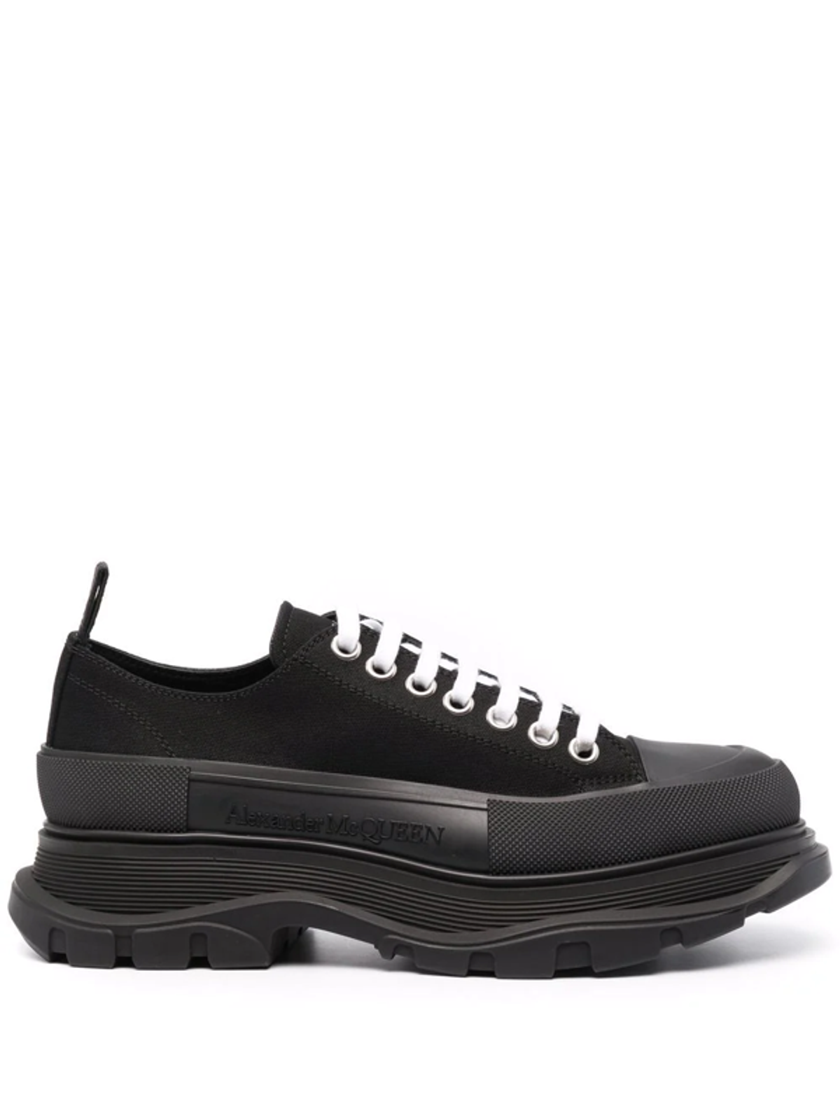 Alexander McQueen Exclusive Black Canvas Tread Slick Sneakers