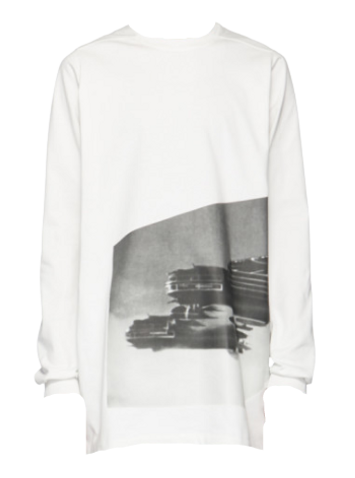 Rick Owens White Jumbo Long Sleeve T-Shirt