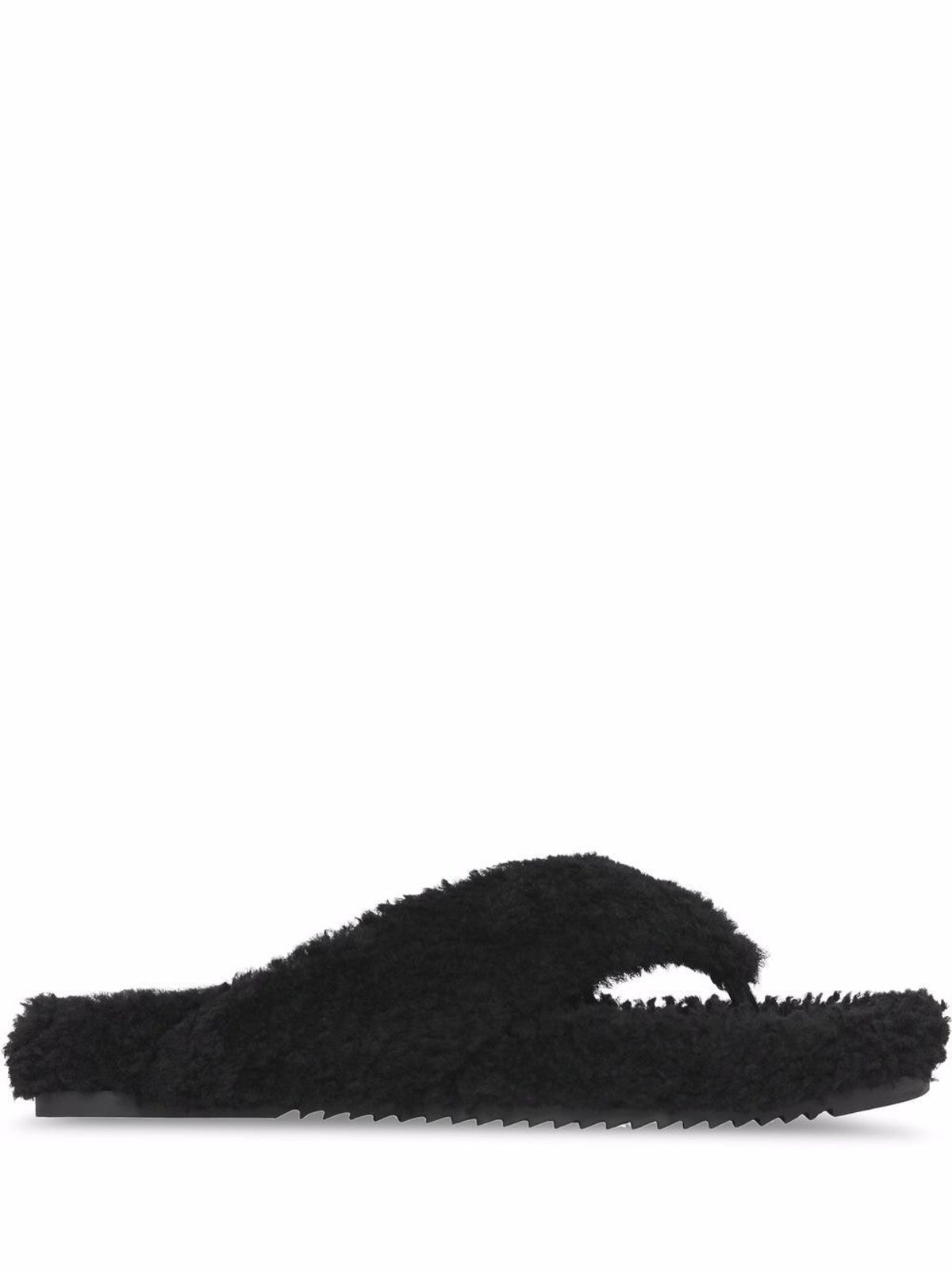 Burberry Shearling Slip On Flip Flops Black Sandals