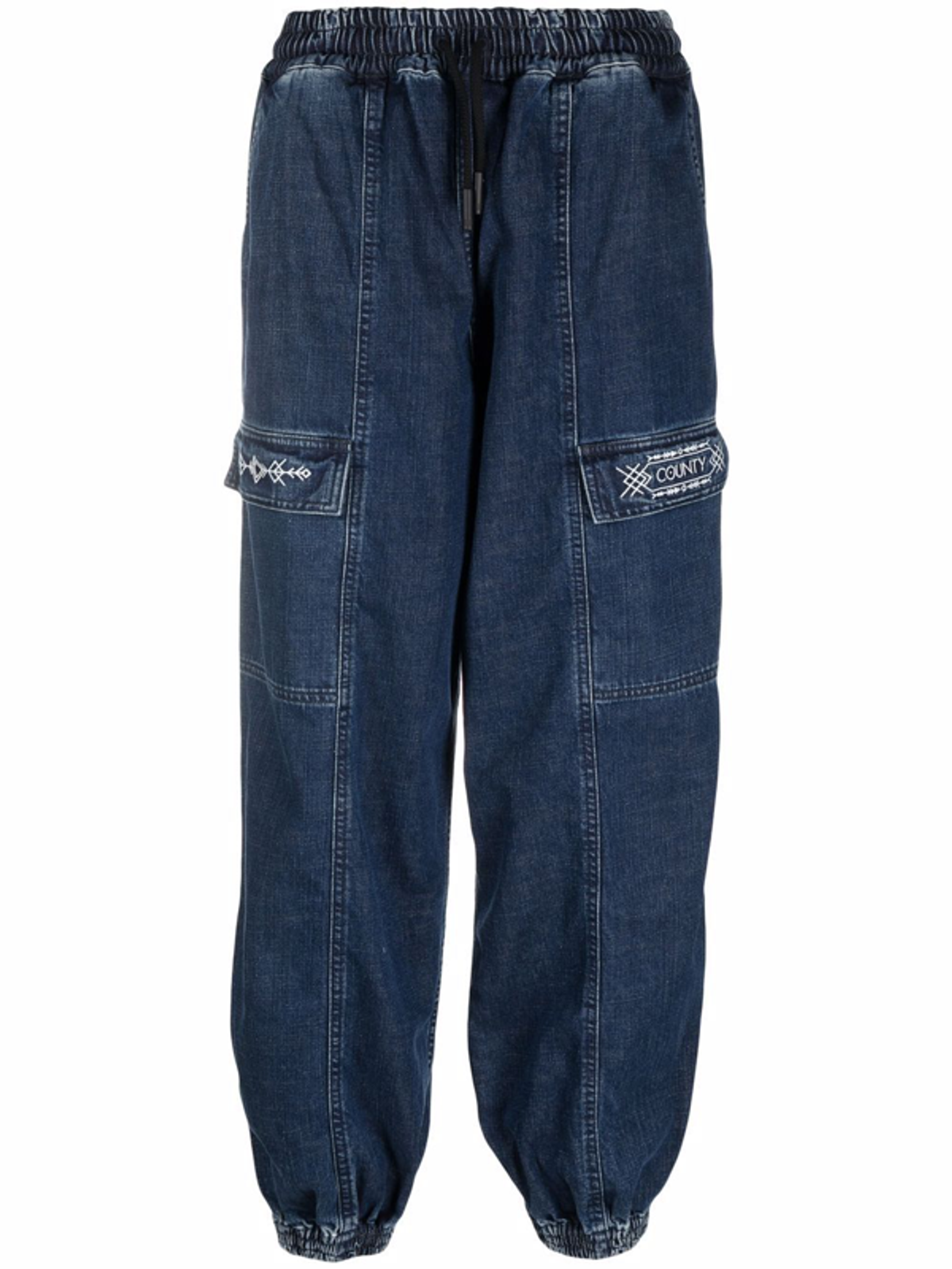 Marcelo Burlon County of Milan Logo Embroidered Loose Cut Jeans