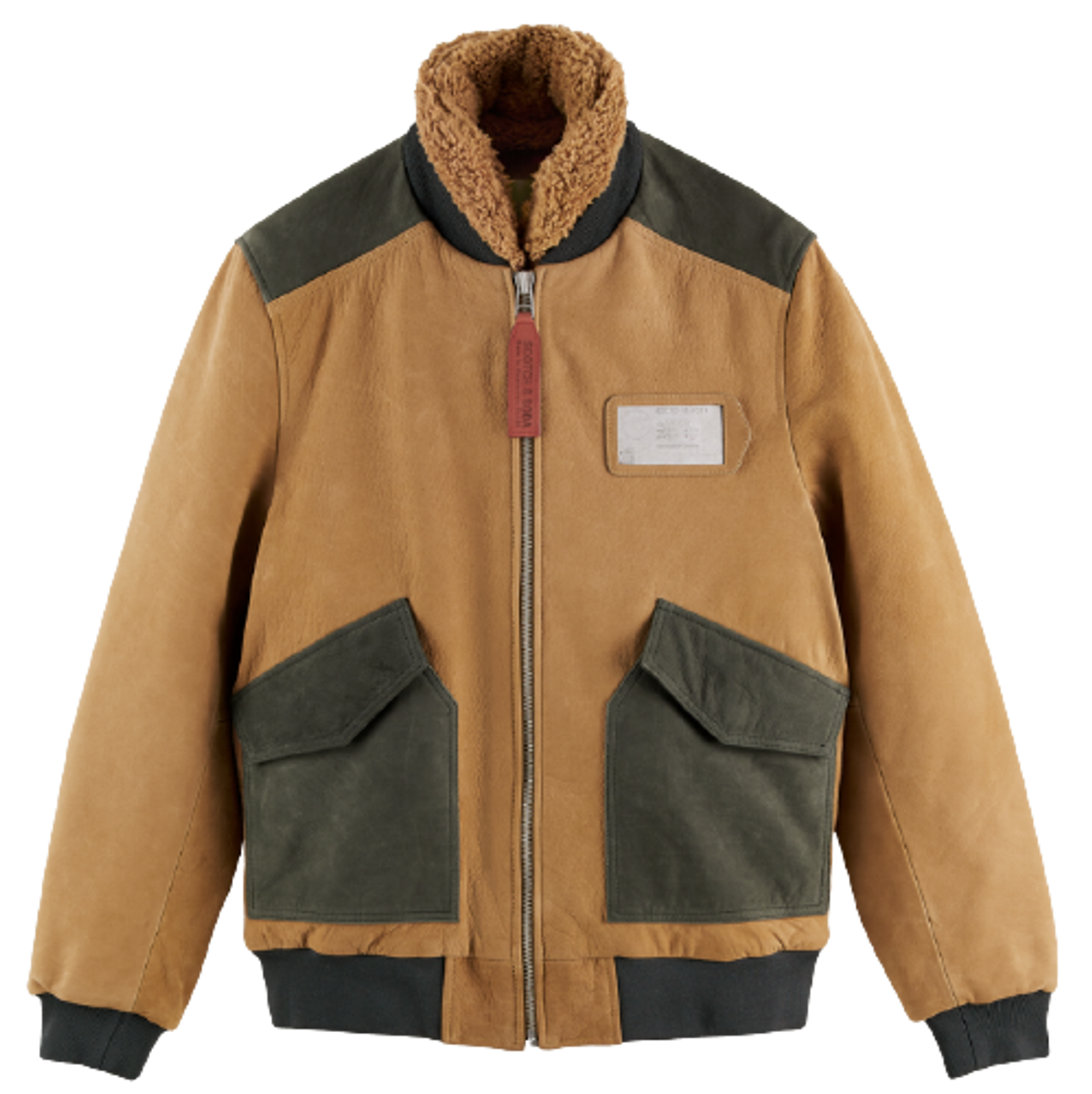 Scotch & Soda Colour Block Suede Bomber Jacket