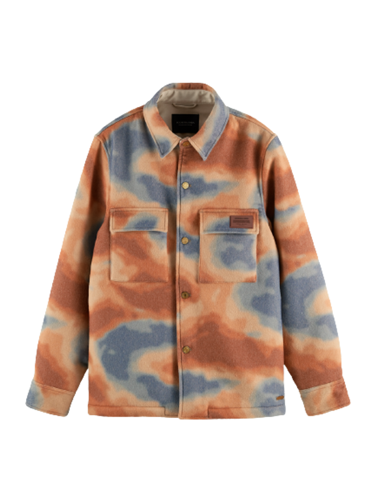 Scotch & Soda Printed Overshirt In Brown