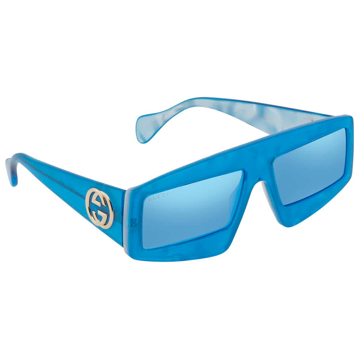 Gucci Blue Rectangular Ladies Sunglasses