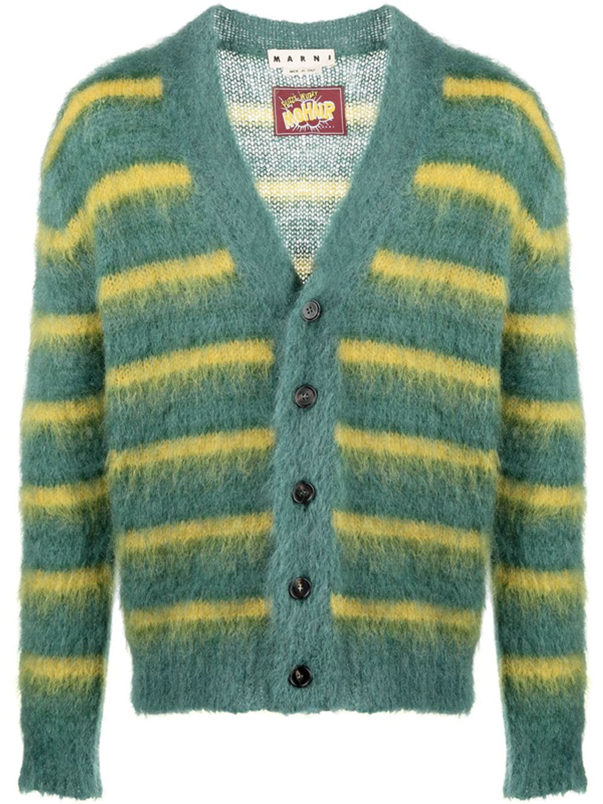 Marni Striped Mohair Blend Green Cardigan