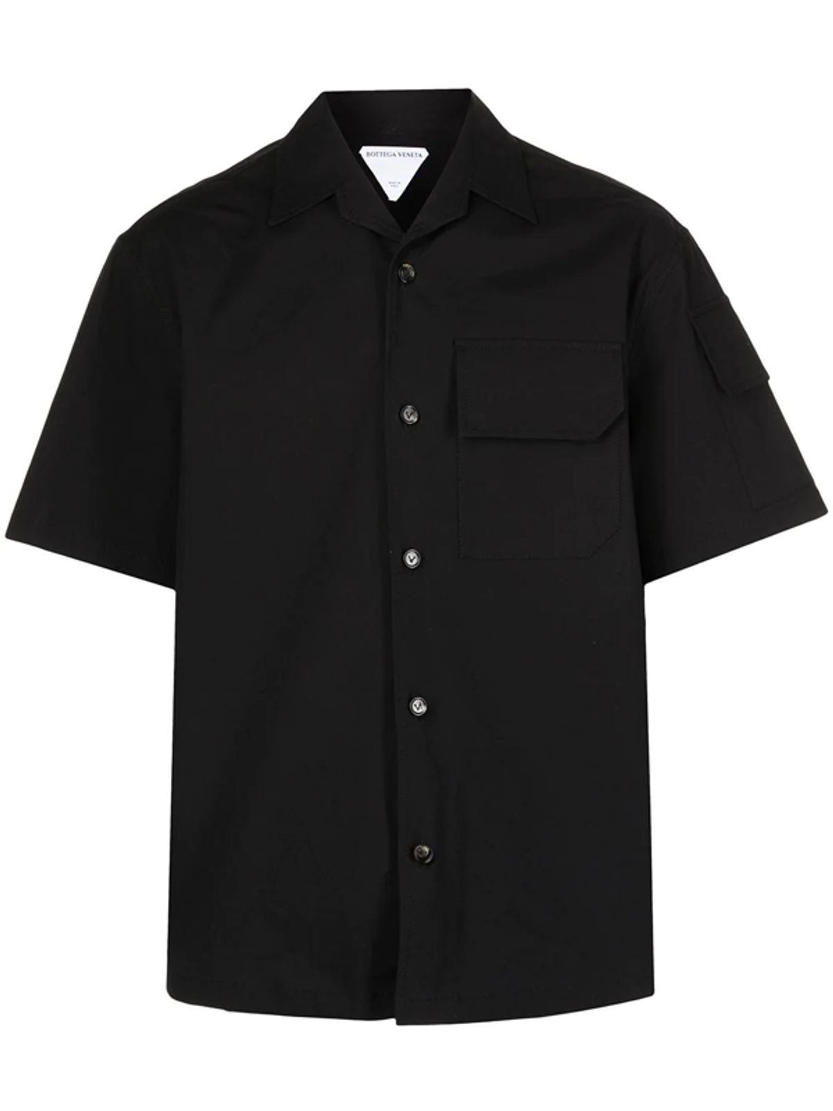 Bottega Veneta Black Short Sleeve Stretch Cotton Shirt