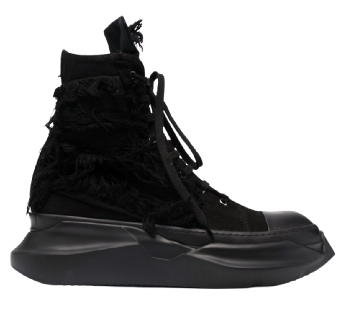 Rick Owens Black Destroyed Abstract Sneakers