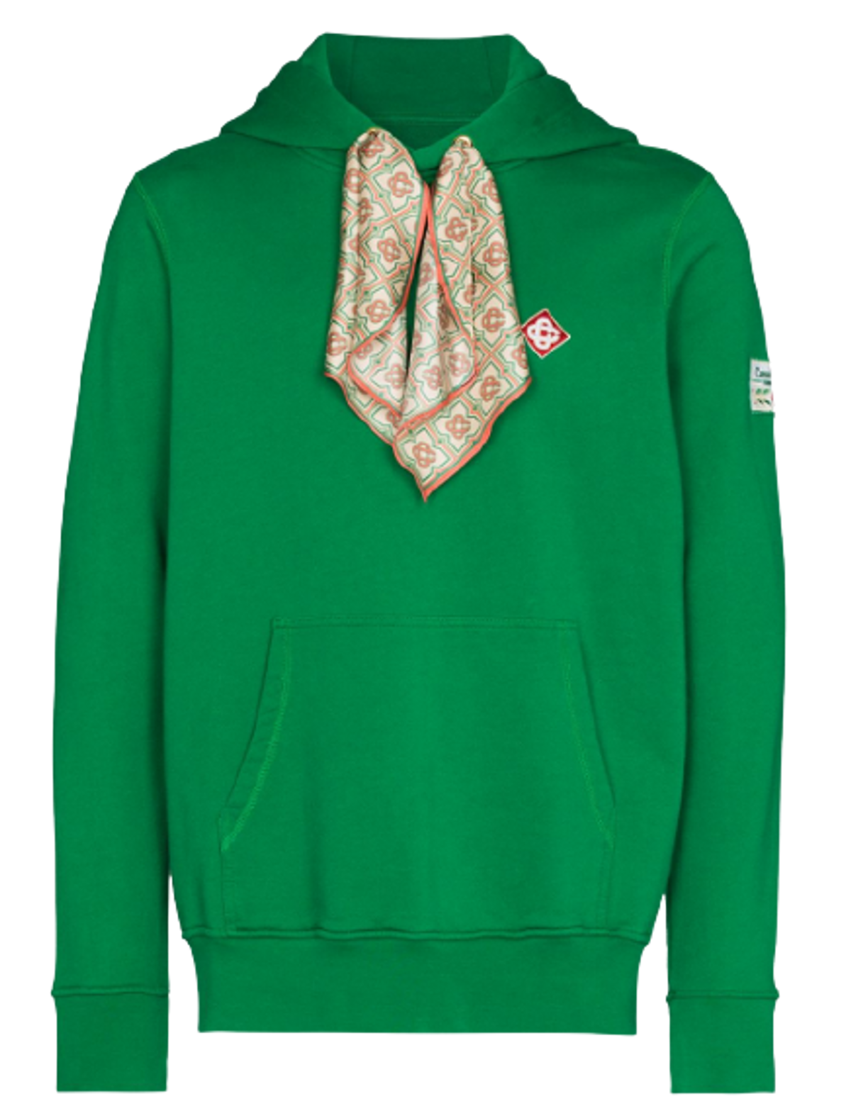 Casablanca Scarf Embellished Organic Cotton Hooded Sweatshirt