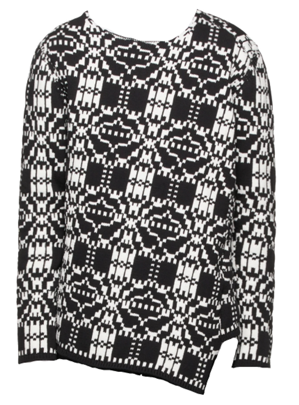 Comme Des Garcons Jacquard Knit Black White Sweater