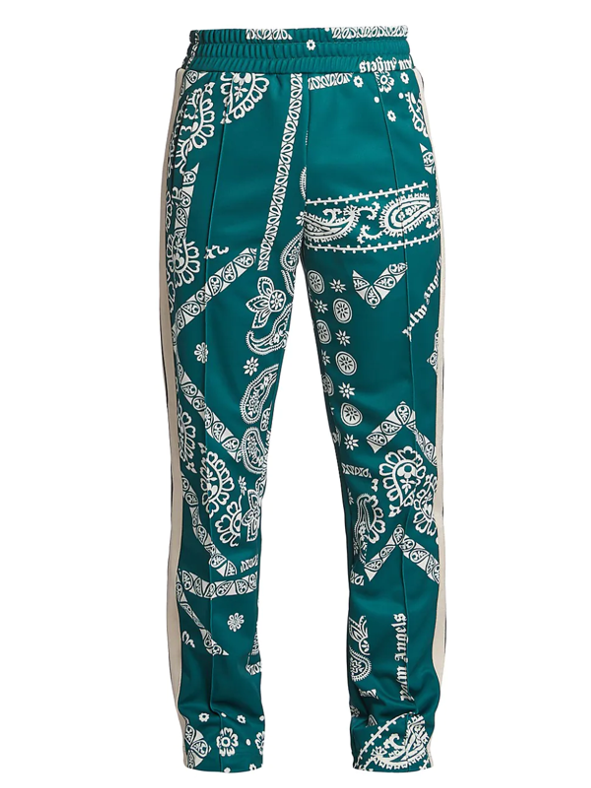 Palm Angels Bandana-Print Straight-Leg Green Track Pants