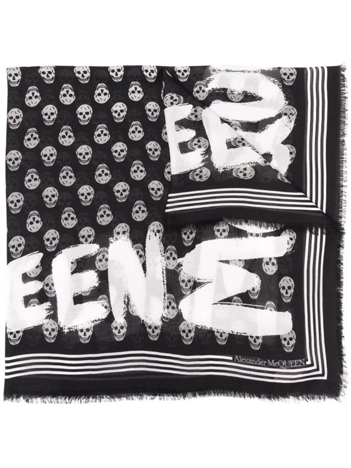 Alexander McQueen Skull-Print Logo Scarf