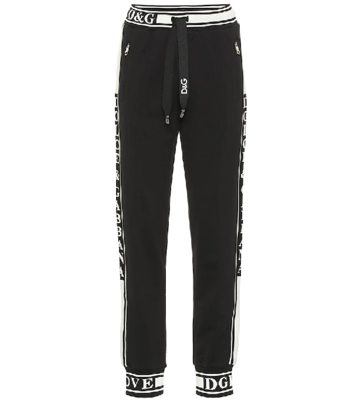 Dolce & Gabbana Cotton Jersey Track Pants W/side Bands In Black