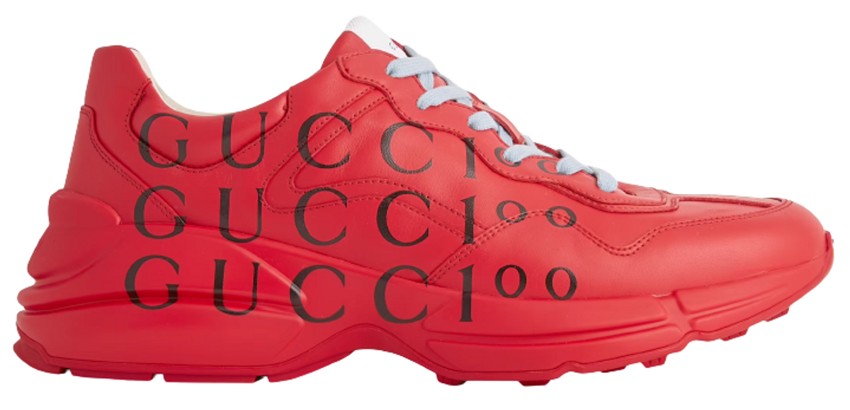 Gucci Print 100 Rhyton Red Sneakers