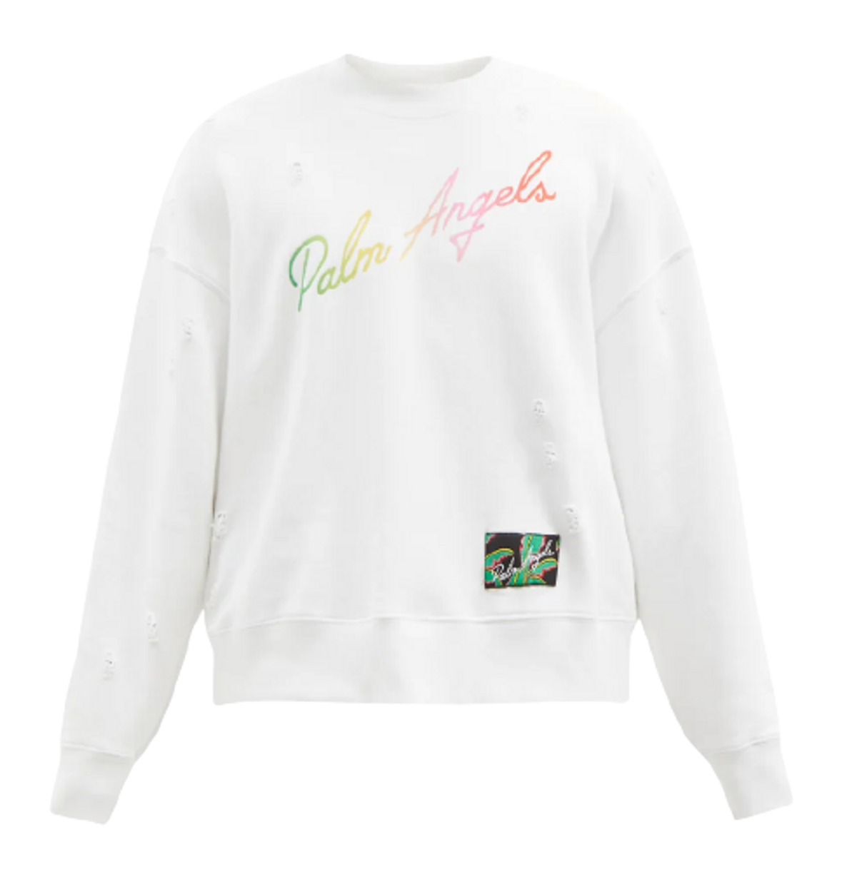 Palm Angels Distressed Miami Logo Crewneck Sweatshirt