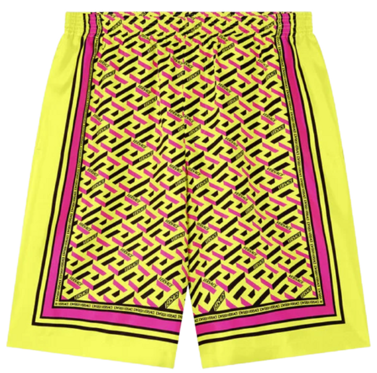 Versace La Greca Print Silk Shorts